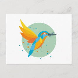 Postal Ilustracion de aves - Kingfisher