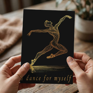 Postal Ilustración de bailarina de ballet dorada: Gracia