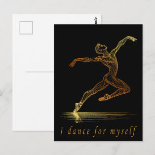 Postal Ilustración de bailarina de ballet dorada: Gracia