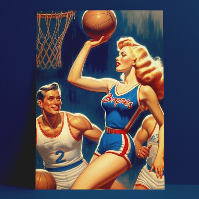 Postal Ilustracion de baloncesto Retro (Subido por el creador)