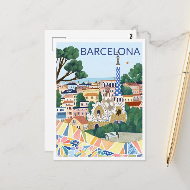 Postal Ilustracion de Barcelona (Anverso/Reverso In Situ)