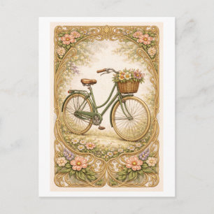 Postal Ilustración de bicicleta de estilo vintage