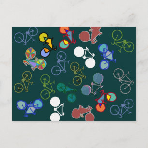 Postal ilustracion de bicicletas