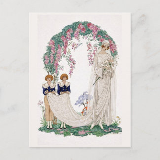 Postal Ilustración de Boda Art Nouveau – Novia Vintage
