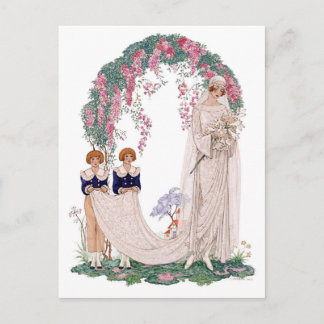 Postal Ilustración de boda Art Nouveau – Novia vintage
