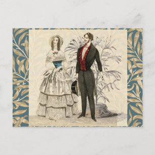Postal Ilustración de boda victoriana vintage de 1844