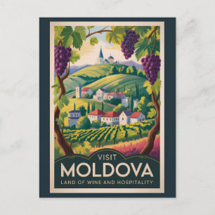 Postal Ilustración de bodega de Moldavia Arte de viaje vi