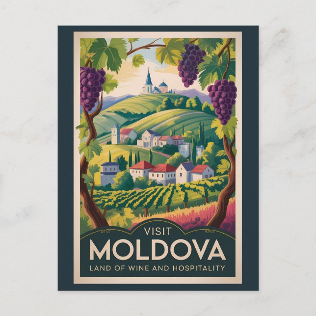 Postal Ilustración de bodega de Moldavia Arte de viaje vi (Anverso)