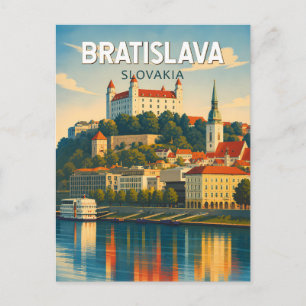 Postal Ilustración de Bratislava Eslovaquia Arte de Viaje