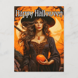Postal Ilustracion de Brujas de Otoño   Feliz Halloween