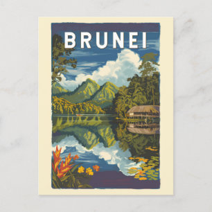 Postal Ilustracion de Brunéi Painterly Viaje de arte cose