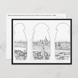 Postal Ilustracion de Budapest y parlamento húngaro