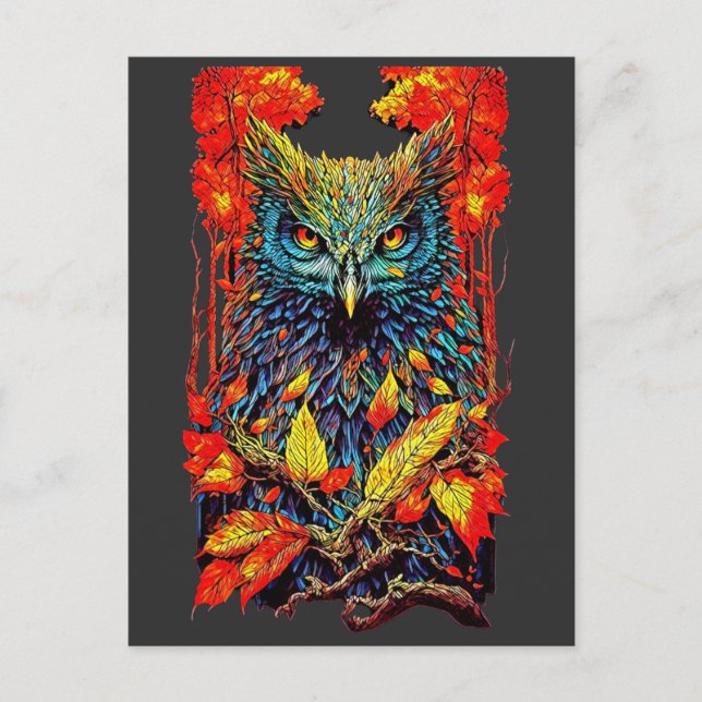 Postal Ilustracion de búho forestal T-Shirt Hoodie Throw  (Anverso)