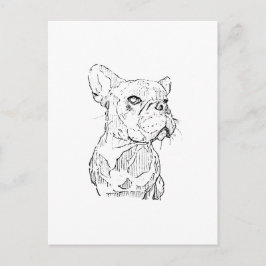Postal Ilustración de Bulldog Francés, Personalizada