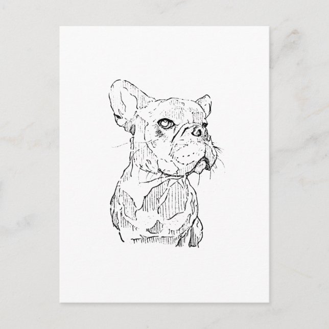 Postal Ilustración de Bulldog Francés, Personalizada (Anverso)