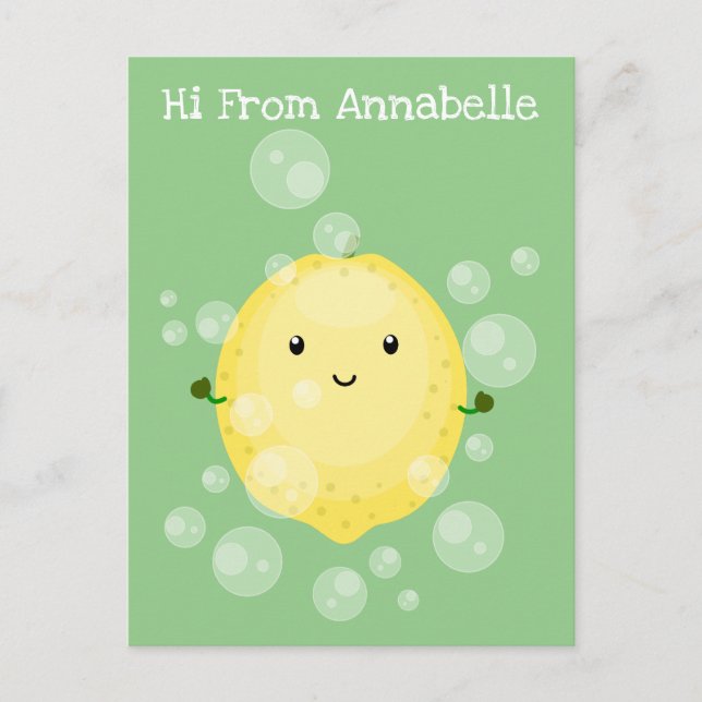 Postal Ilustracion de burbujas de personalizado de limón (Anverso)
