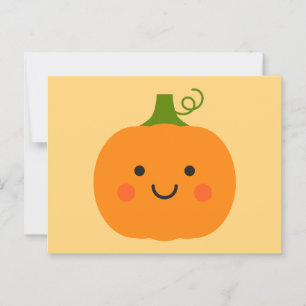 Postal Ilustracion de calabaza sonriente