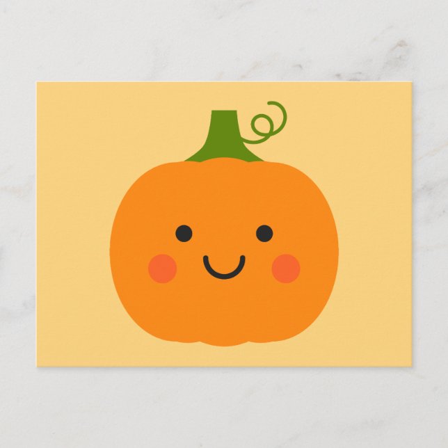 Postal Ilustracion de calabaza sonriente (Anverso)