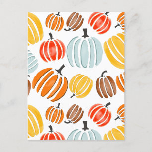 Postal Ilustracion de calabazas acuáticas coloridas, cala