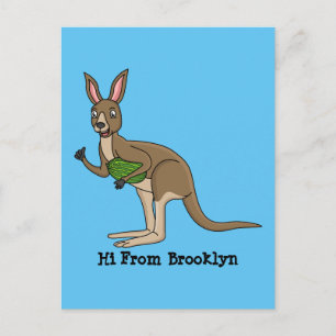 Postal Ilustracion de canguro australiano bastante feliz