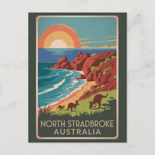Postal Ilustración de canguros de la isla North Stradbrok