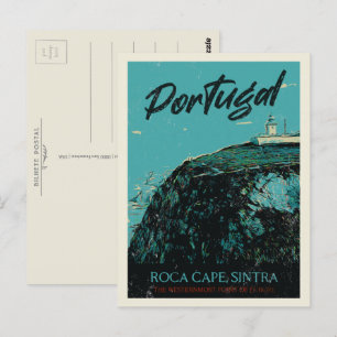 Postal Ilustracion de capa de Sintra Roca Portugal