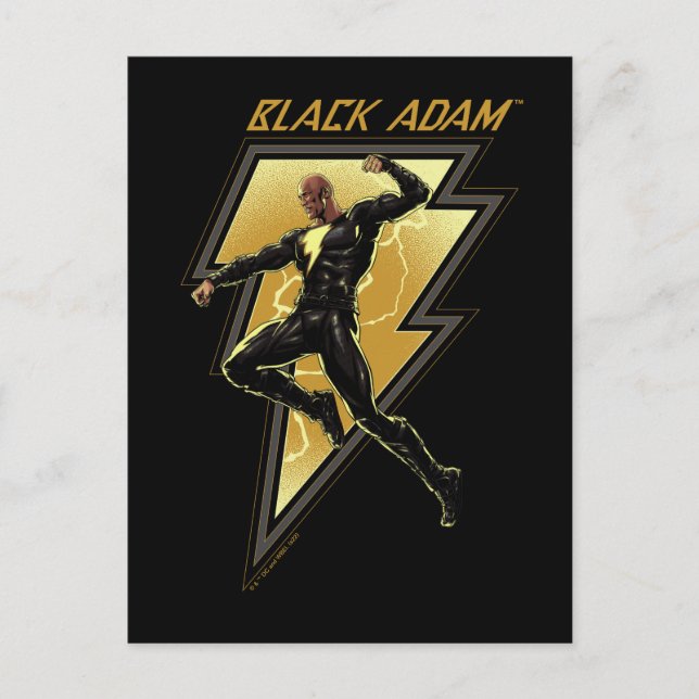 Postal Ilustracion de caracteres Black Adam Lightning Bol (Anverso)