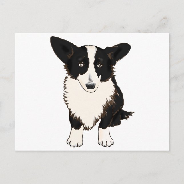Postal Ilustracion de Cardigan Welsh Corgi (Anverso)