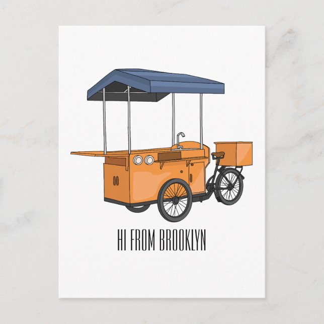 Postal Ilustracion de carrito de comida para bicicletas p (Anverso)