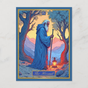 Postal Ilustración de carta de tarot, El Ermitaño
