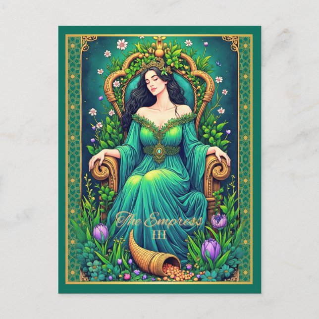 Postal Ilustración de Carta de Tarot, La Emperatriz (Anverso)