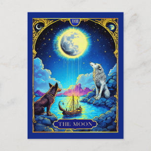 Postal Ilustración de Carta de Tarot, La Luna