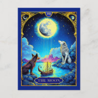 Ilustración de Carta de Tarot, La Luna