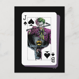 Postal Ilustracion de cartas de juego para bromista y bat