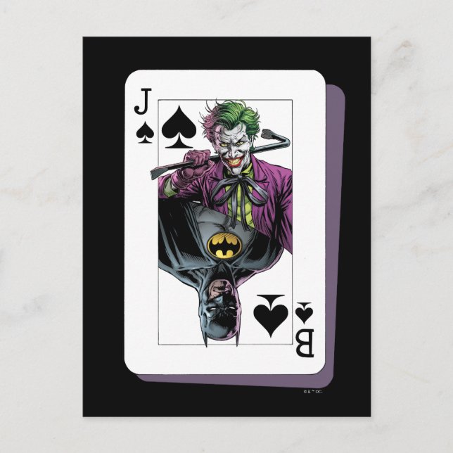 Postal Ilustracion de cartas de juego para bromista y bat (Anverso)
