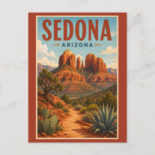 Postal Ilustración de Cathedral Rock Sedona Arizona Viaje