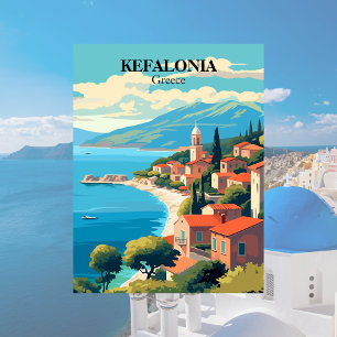 Postal Ilustración de Cefalonia, Grecia
