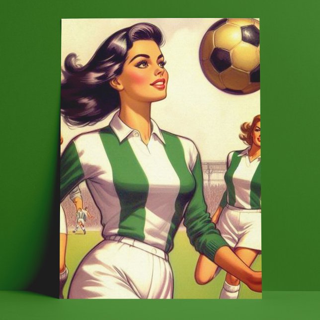 Postal Ilustracion de Chica de fútbol de época (Subido por el creador)