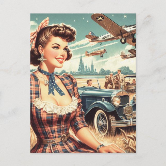 Postal Ilustracion de Chica de la cosecha (Anverso)