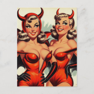 Postal Ilustracion de Chicas malvados