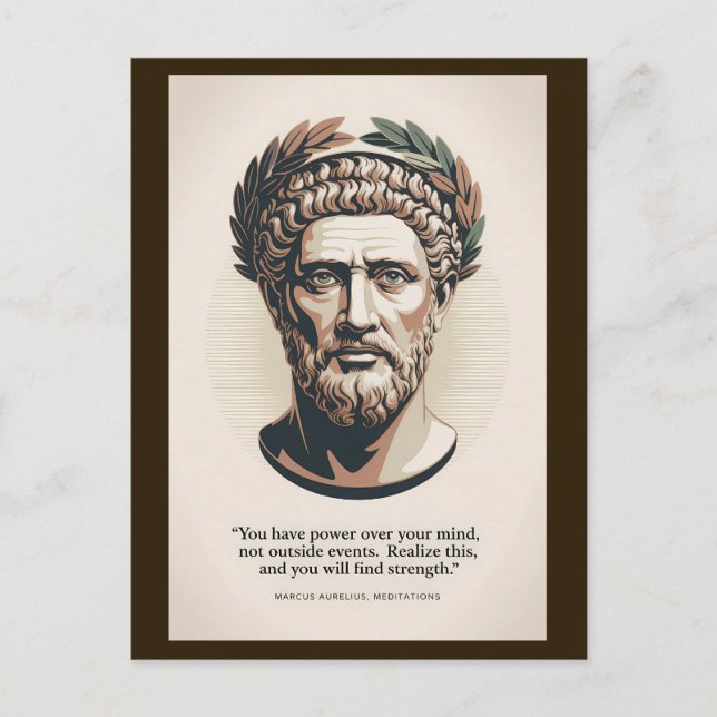 Postal Ilustración de citas de Marco Aurelio Meditaciones (Anverso)