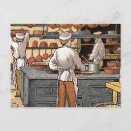 Postal Ilustracion de cocina francesa vintage
