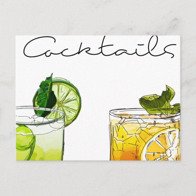Postal Ilustracion de cócteles (Anverso)