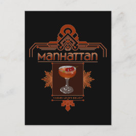 Postal Ilustracion de cócteles Retro Manhattan