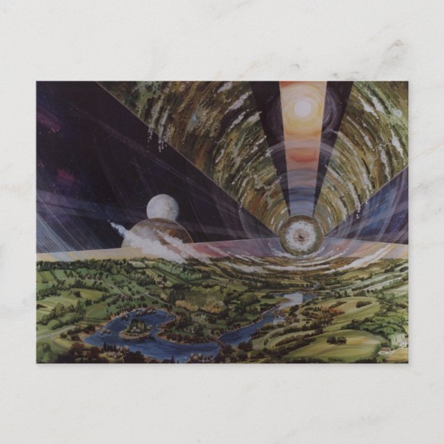 Postal Ilustracion de colonia espacial de época (Anverso)