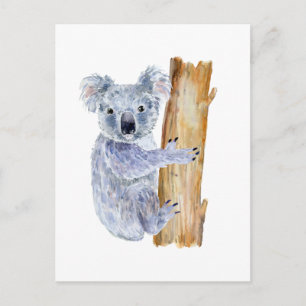 Postal Ilustracion de color de agua koala