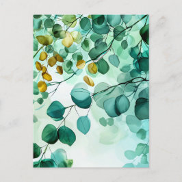 Postal Ilustracion de color pastel de hojas