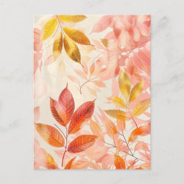 Postal Ilustracion de color pastel de hojas