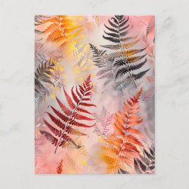 Postal Ilustracion de color pastel de hojas