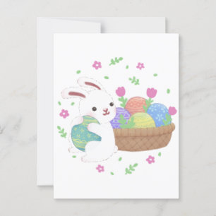 Postal Ilustracion de conejo de Pascua